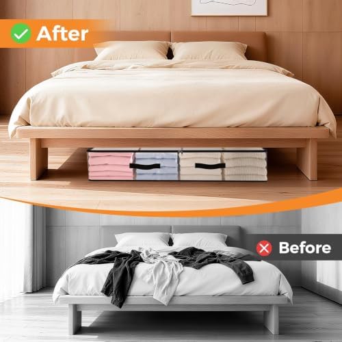 4 Pack Under Bed Storage Bags, 90L Foldable Clear Containers with Handles - Image 6