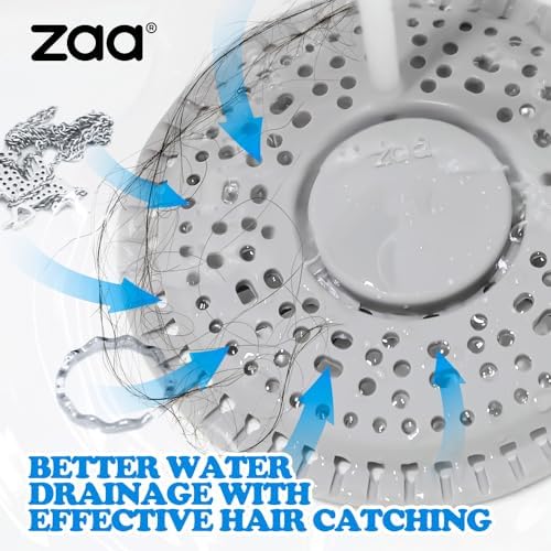 Zaa Shower Drain Hair Catcher Silicone Flat Floor Strainer Protector, 2 Pack Gray Weighted Flat Shower Drain Protectors, Traps Hair Before Clogs, Easy to Clean in Seconds - Image 3