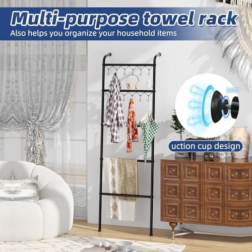 Simple Trending Blanket Ladder, 5 Tier Metal Towel Rack with 12 Hooks - Image 4