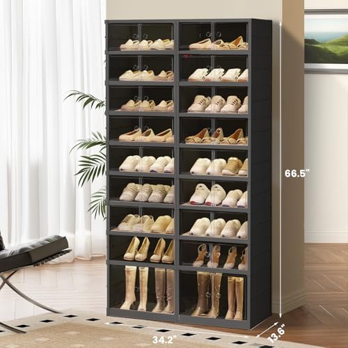 SYNCVIBE Foldable Shoe Rack Organizer, 9-Tier, 36 Pairs, 34.2" Wide, Black - Image 3