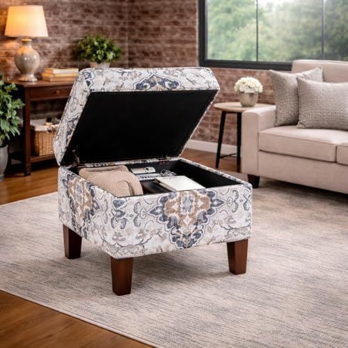 Spatial Order 22" Dinah Collection Storage Ottoman - Antiqued Ebony Cream - Image 4