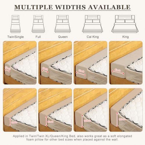 Bed Gap Filler/Mattress Space Filler, Mattress Extender for Twin/Full/Queen/King Bed, Close Gap(0-12") Between Mattress and Headboard or Wall, Stop Losing Your Pillows(Beige-LxWxD-54*6*8in) - Image 2