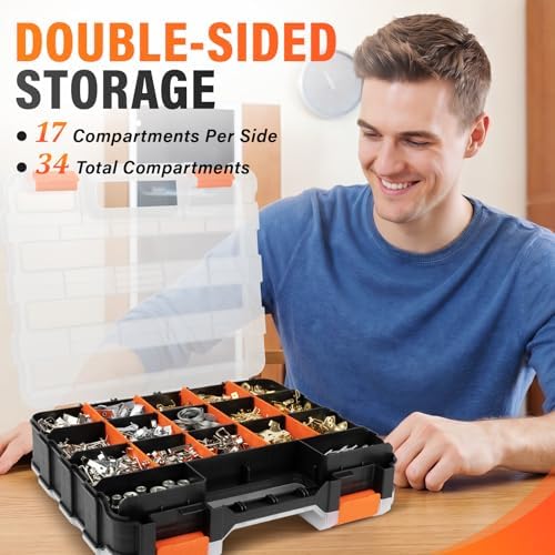 DIYSELF 2 Pack Hardware Organizer, 34-Compartment Small Parts Organizer - Image 2