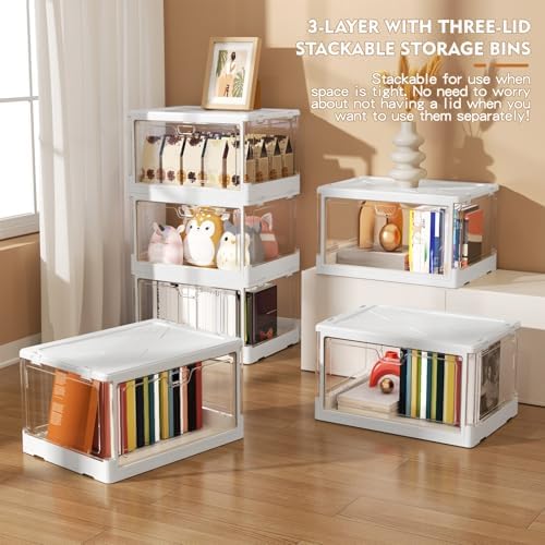 Kmiectse Clear Storage Bins with Lids 3 Pack 【Stackable & Sturdy】 - Image 4