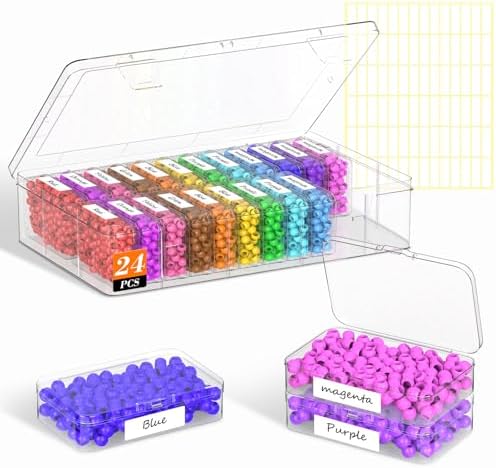 24 Pcs Bead Organizer Box, Clear Plastic Bead Storage Containers by Profasion