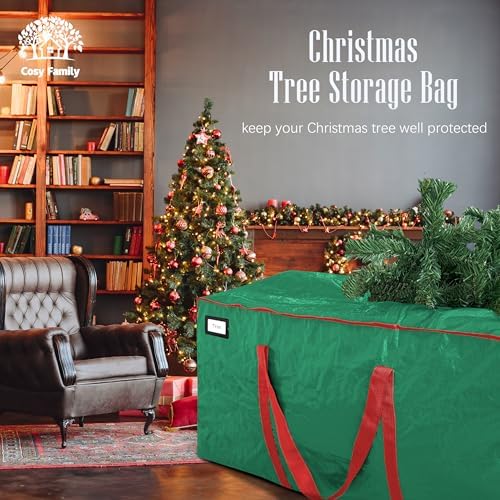 Cosy Family 7.5 ft Christmas Tree Storage Bag - Durable Heavy Duty Extra Large Artificial Xmas Holiday Tree Bag with Reinforced Handles and Dual Zippers Wide Opening - Green - Image 7
