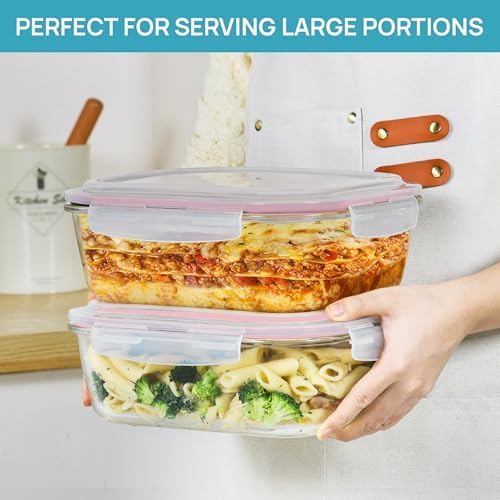 Vtopmart 2Pack 2260ml/76.4oz Extra Large Glass Storage Containers, Pink - Image 3