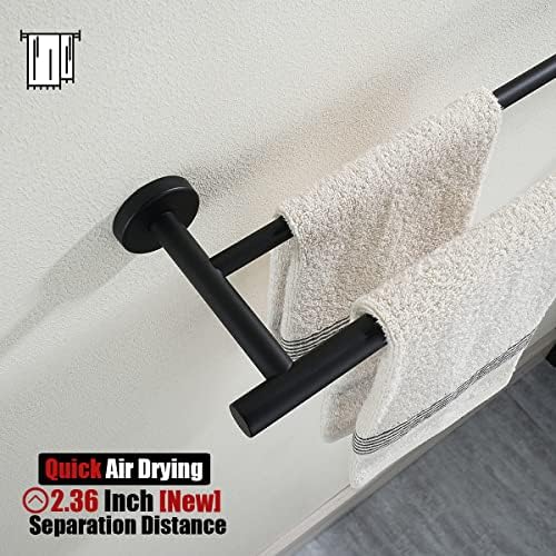 JQK Black Double Towel Bar, 20.5 Inch 304 Stainless Steel Thicken 0.8mm Towel Rack Bathroom, Towel Holder Matte Black Wall Mount, Useable Length 18 Inch, TB100L18-PB - Image 6