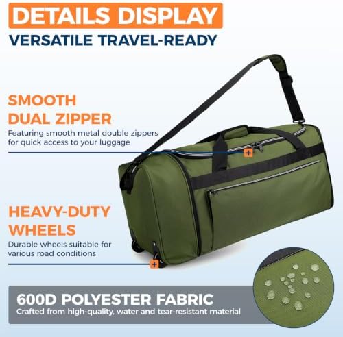 uarition 70L Foldable Rolling Duffle Bag with Wheels - Image 5