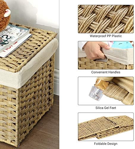 SONGMICS Woven Storage Basket with Lid, 42.3 Gallon (160L), Foldable - Image 4