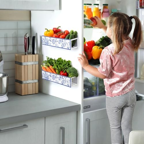 Beeveer 2 Pack Floral and Bird Magnetic Fridge Shelf Spice Rack - Image 5