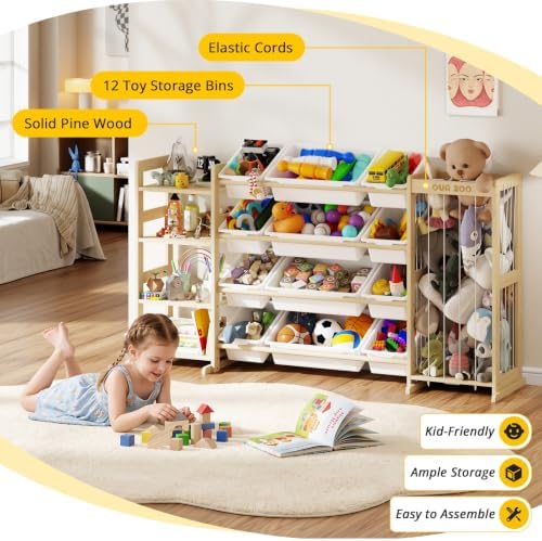 IKALIFE Large Kids Toy Storage Organizer with 12 Plastic Bins, 59 inch - Image 5