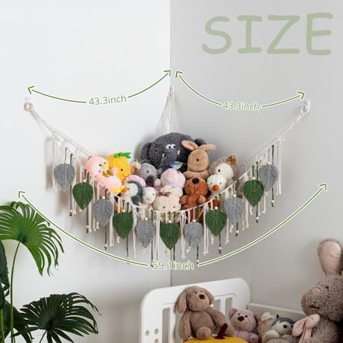 Pretty Jolly Stuffed Animal Hammock with Leaf Beads and Tassels - Image 3