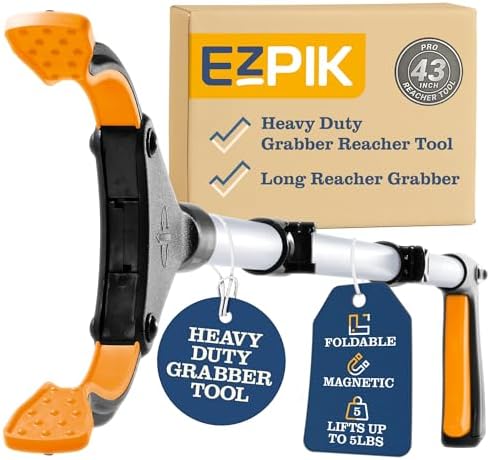EZPIK Pro 43" Foldable Grabber Reacher Tool for Seniors - Grabbers for Elderly Reaching Tool Heavy Duty Pickup Trash Picker Upper Equipment - Claw Grabber Stick for Reaching Aids, Weed Gripper by EZPIK