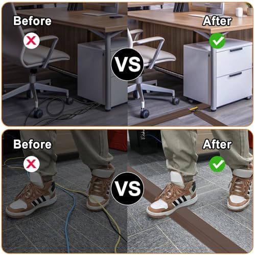 Eapele 6.5 ft Floor Cord Cover Heavy Duty Cable Protector, Cord Covers for Wires on Floor, Floor Cable Cover Easy to Unroll Prevent Trip Hazard for Home Office or Outdoor Settings (Brown) - Image 5
