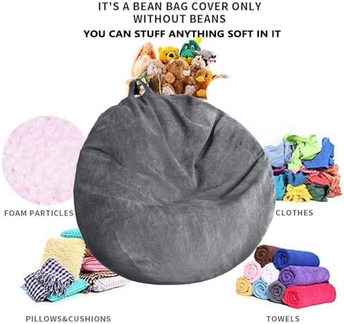 Kisoy Stuffed Animal Storage Bean Bag Chair Cover (No Filler) Washable - Image 3