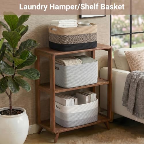 Large Laundry Basket/Hamper, 22"x17"x12", Jute/Black - Image 5