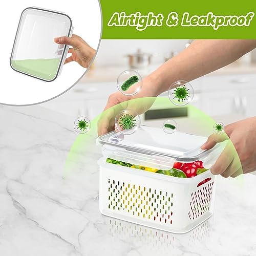12 Pieces Fruit Storage Containers For Fridge with Removable Colanders - Image 4