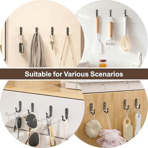 BREYDROK 20Pack Towel Hooks for Bathroom, Heavy Duty Black Metal Wall Hooks - Image 4