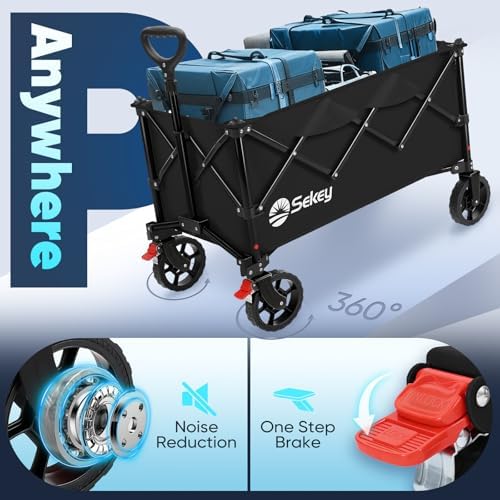 Sekey Collapsible Wagon, 300 lb Capacity, 29 in Cargo Bed, Compact Fold - Image 5