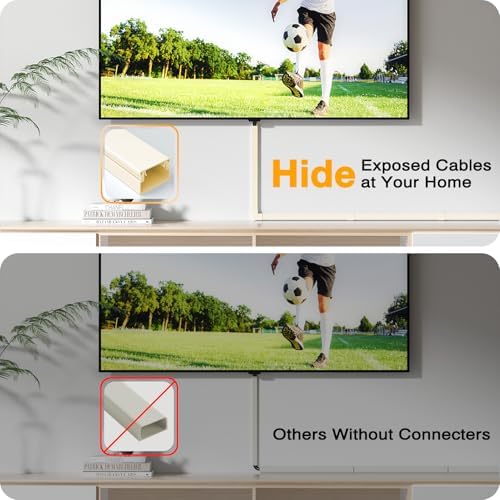 Delamu 157in Cord Hider, Cord Cover Wall Cable Management, Paintable Wire Cover for Cords, Cable Hider Raceway Kit, Cable Cover Concealer, Wire Hiders for TV on Wall, 10 X L15.7 W1.18 H0.6in, Beige - Image 4