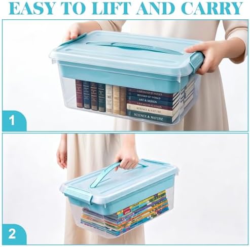 Yesland Stack & Carry Box with Removable Tray, 16 x 11 x 6.5 Inch Plastic Art Supply Storage Organizer Craft Storage Containers with Handle, Portable Organizer Bin for Stationery Sewing Jewelry, Blue - Image 5