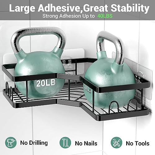 AKTECKE Corner Shower Caddy Bathroom Organizer: Stainless Steel Adhesive Shower Rack - 3Pack No Drilling Shower Shelf - Rustproof Bathtub Organizer - Image 4