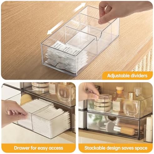 PAVSTINE Medicine Cabinet Organizer 3 Pack, with 2 Pull-Out Drawers - Image 3