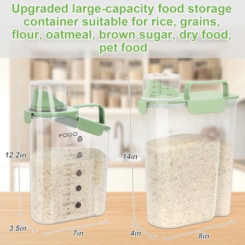 Airtight Rice Container 5-10Lbs, 5Qt Flour Storage Bin BPA-Green - Image 2