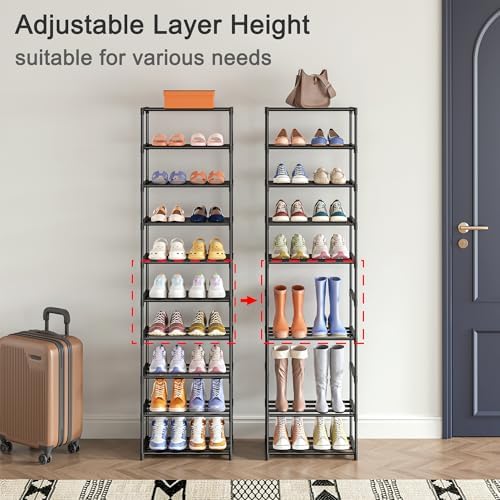 Autonomier 10 Tier Tall Shoe Rack (16.3" Wide), Narrow Lightweight Shelf - Image 5