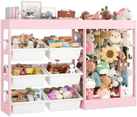 VontinT 50.6" W Toy Organizers and Storage with Stuffed Animal Zoo, Wooden by VortinT