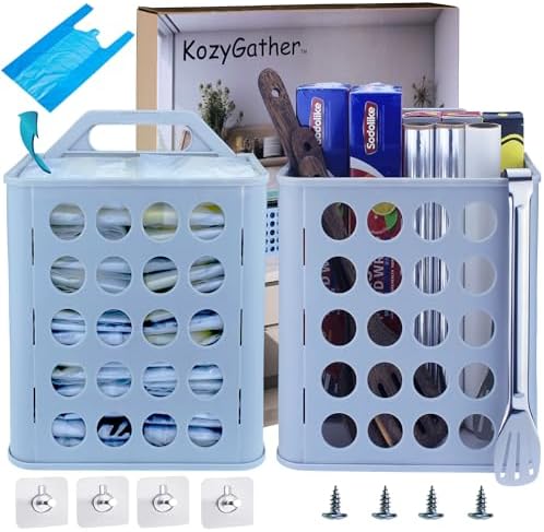 Wall Mount Plastic Bag Holder, Large Size, Pack of 2 by KozyGather%C2%AE