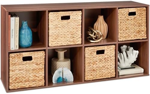 Best Choice Products 8-Cube Storage Organizer, 13.5in Shelf Opening, Bookcase, Display Shelf, Customizable w/ 2 Removable Back Panels – Walnut by BestChoiceProducts