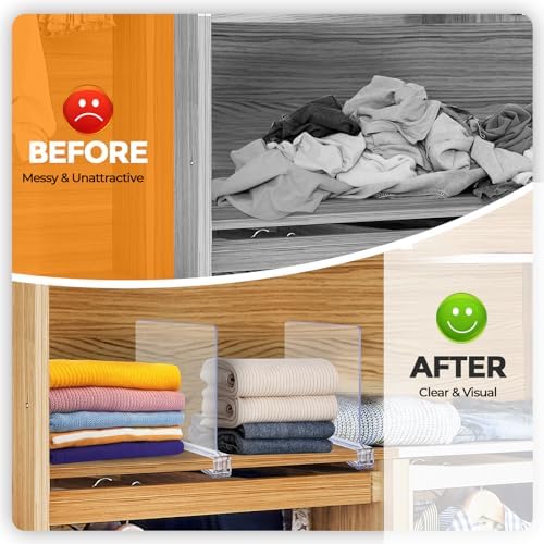 Clear Acrylic Shelf Dividers for Closets Organizer & Storage,12 Pack - Image 6