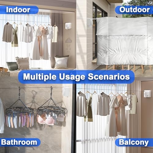 Retractable Clothesline Indoor Outdoor 16.2Ft Non-Sag(1, White) - Image 5