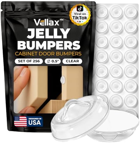 Vellax Cabinet Door Bumpers, 256 Silicone Jelly Button Pads, Adhesive by Vellax