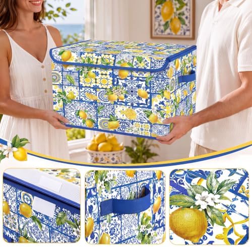 Briwooody Capri Lemon Storage Bin with Lid and Carrying Handle Lemon Basket - Image 3