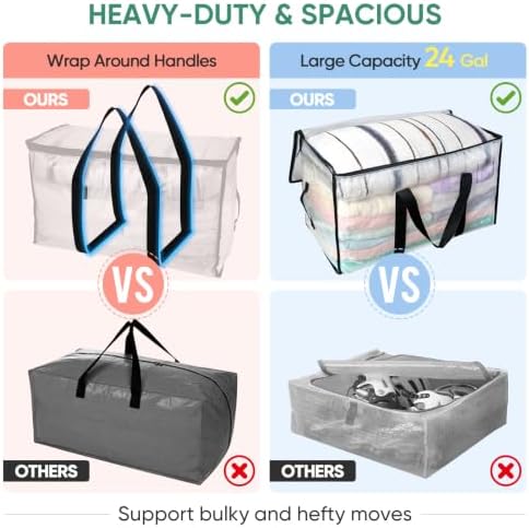 BALEINE 8-Pack Oversized Moving Bags with Reinforced Handles, Heavy-Duty Storage Tote for Clothes, Moving Supplies (Clear, 8-Pack) - Image 4