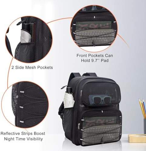 Bagenius Heavy Duty Mesh Backpack, 30L See Through Large Capacity Beach Bag - Image 4