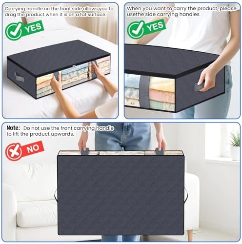 TasticTotes 4 Pack Under Bed Storage Containers, 60L Blanket Storage Bags - Image 5