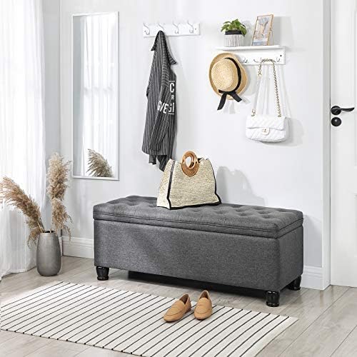 SONGMICS Storage Ottoman, 46.5 Inches Bedroom Bench, Solid Wood Legs - Image 4