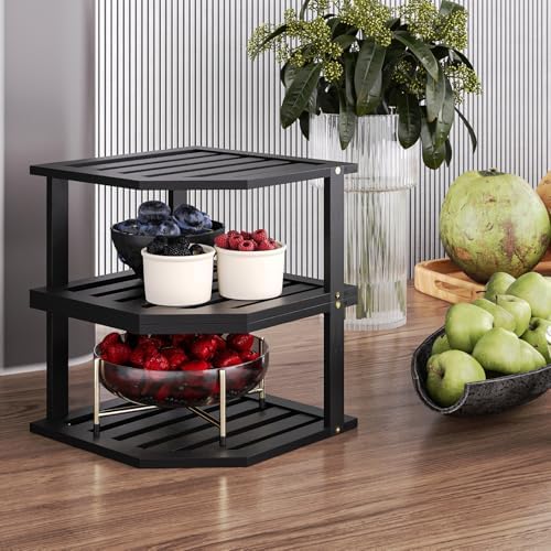 VERTORGAN 2 Tier Bamboo Dish Drying Rack,Corner Shelf 2 Pack(Black) - Image 5