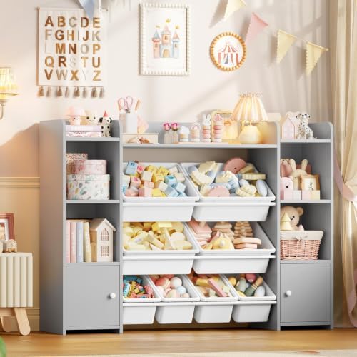 FOTOSOK Toy Storage Organizer with 8 Toy Bins, Toy Organizer Toy Bin for Kids by FOTOSOK
