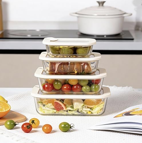 Urban Green Glass Food Storage Containers with Glass Lids, Microwave Safe Food Container Set, Aitight Meal Prep Container Set, LeakProof, 100% Plastic Free, 4 Pack - Image 2