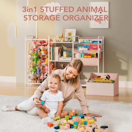 BBLIKE Kids Bookshelf and Toy Storage Organizer with Stuffed Animal Storage - Image 7