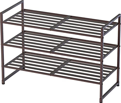 Simple Houseware 3-Tier Stackable Metal Panel Shoe Rack, Bronze by SimpleHouseware