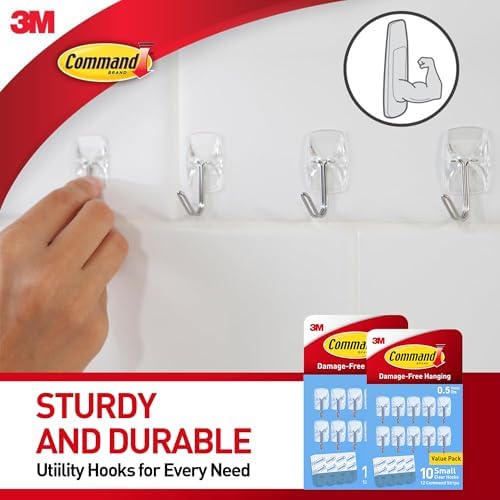 Command Small Clear Wire Toggle Hooks, 20 Wall Hook and 24 Strips, Damage-Free Hanging with Adhesive, Great for Hanging, Organization and Storage, Holds up to 0.5 lb - Image 4