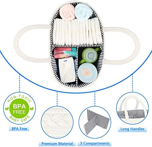 ABenkle Baby Diaper Caddy Organizer, Cotton Rope Nursery Storage Basket - Image 4