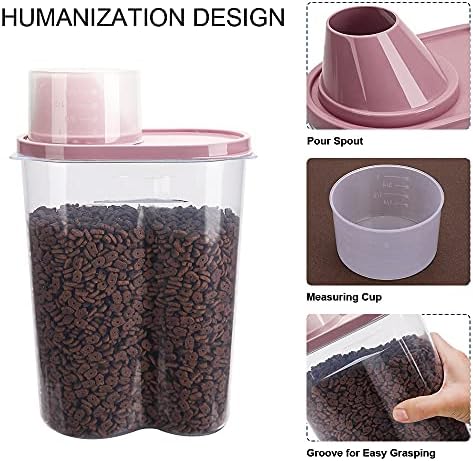 2 Pack 2lb/2.5L Pet Food Storage Container with Measuring Cup for Small Dog, Cat, Waterproof-BPA Free - Image 3
