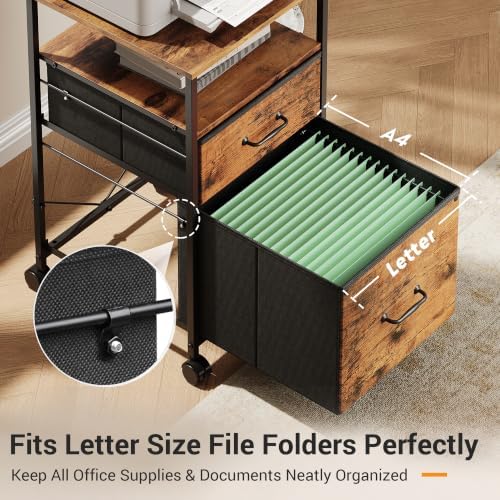 DEVAISE 2 Drawer Mobile File Cabinet, Fabric Vertical Filing Cabinet - Image 4